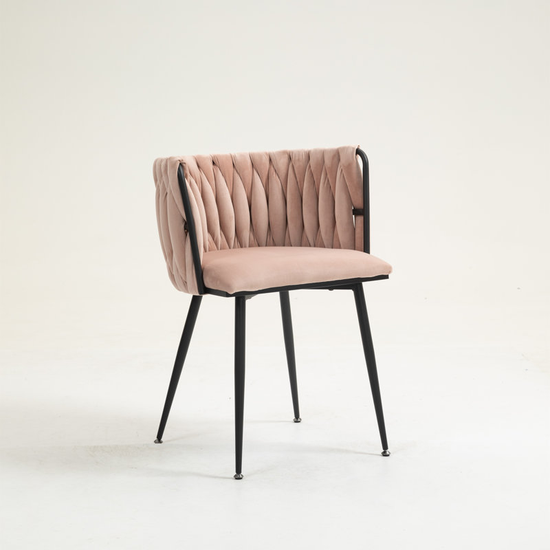 Bargeron 50cm H Velvet Upholstered Metal Side Chair, Pink