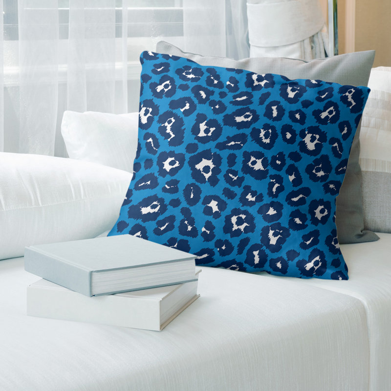 Housse de coussin carrée, Polyester sergé, Bleu, 26 po x 26 po