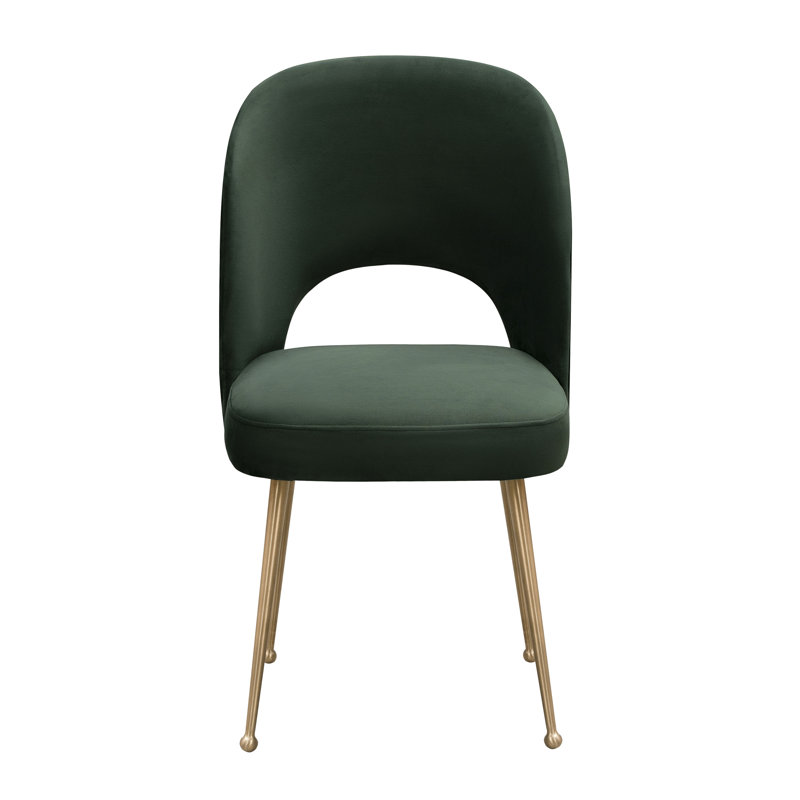 49cm H Velvet Upholstered Side Chair, Forest Green