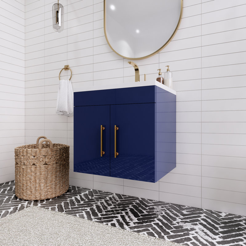 Ensemble de meuble-lavabo simple 24 po Tojuana, Bleu nuit