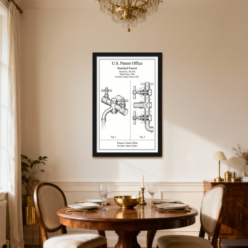 Schéma de conception de robinet de bain et de buanderie standard, 36" H x 24" W, Toile tendue, Does Not Apply