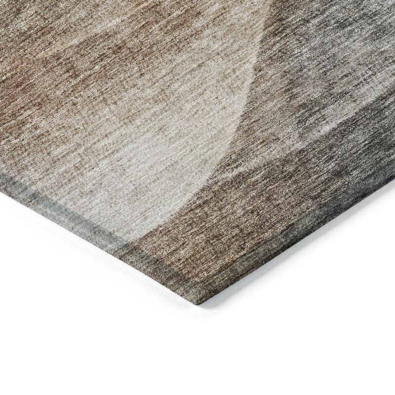 Machine Washable Indoor/Outdoor Segin ACN1176 Khaki Rug, Rectangle 5' x 7'6"