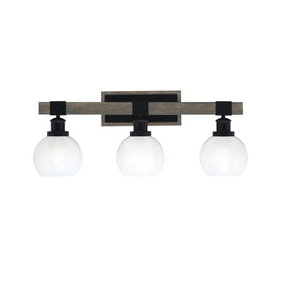 Bitner 3 Light Bath Bar Shown In Matte Black & Painted Distressed Wood-Look Metal Finish