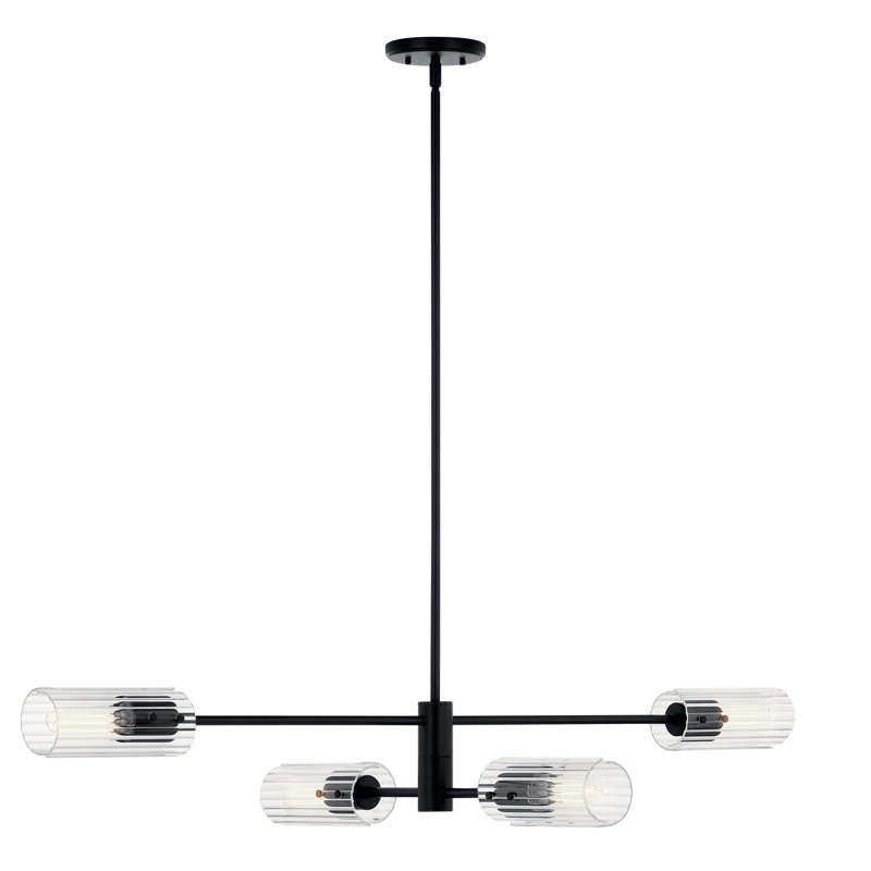 47.50" 4-Light Linear Chandelier, Satin Black