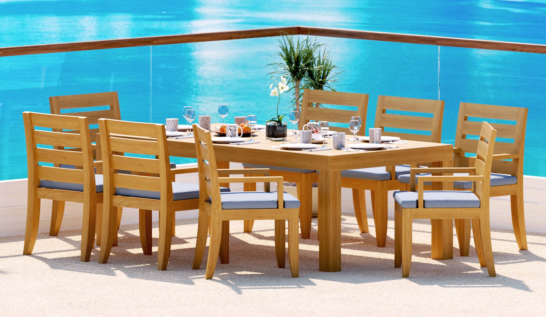 Teak Smith Atnas Rectangle 8 - Person 86'' L Outdoor Dining Set | Wayfair
