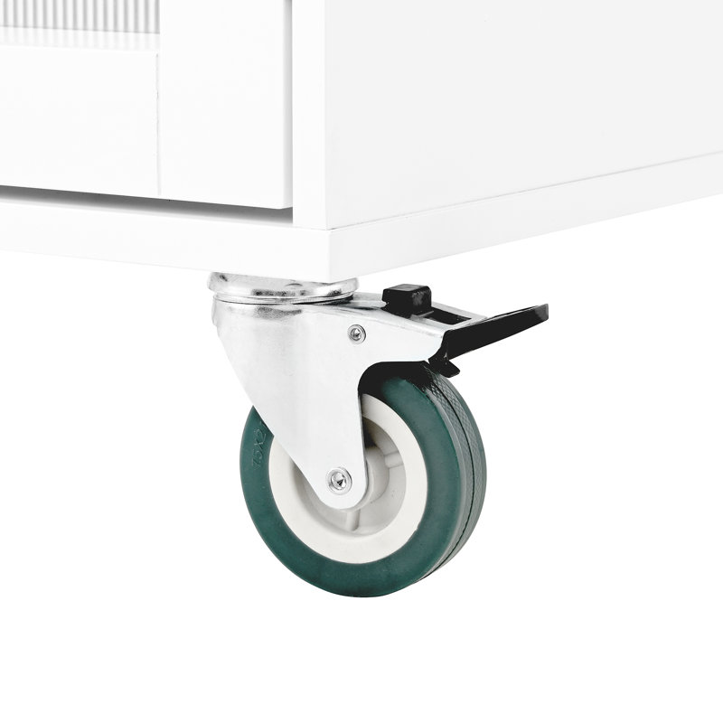 Chariot de cuisine avec abattant, 2 tiroirs, armoire de porte, serviette et épices, conception en bois d'hévéa blanc, profondeur de 47,76 po, espace de travail facile à rouler, finition, cadre, 33,92 po de hauteur, 103,33 lb