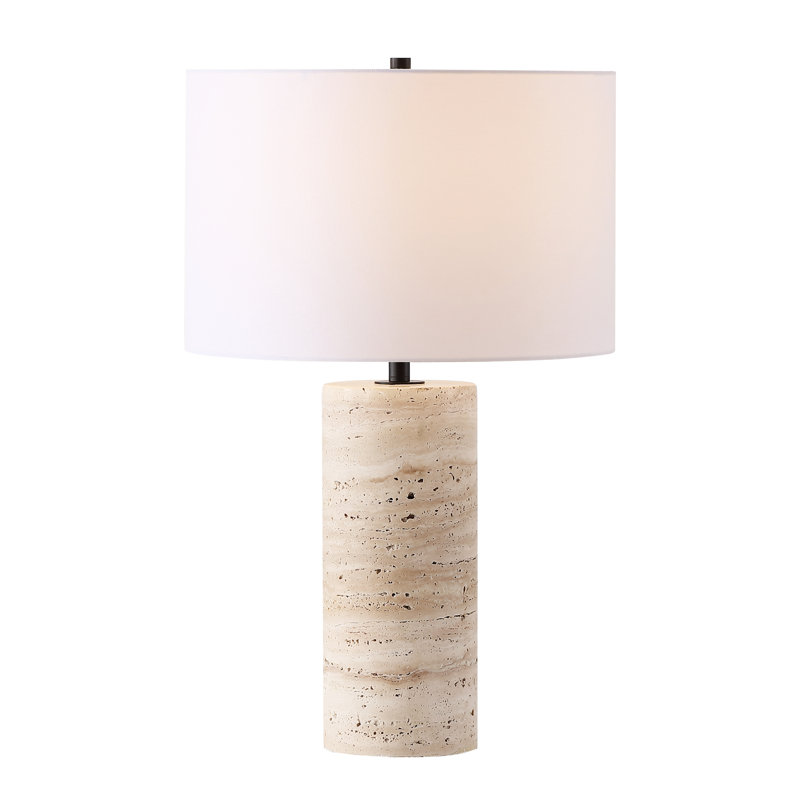 Angileh Travertine Table Lamp, Light Brown