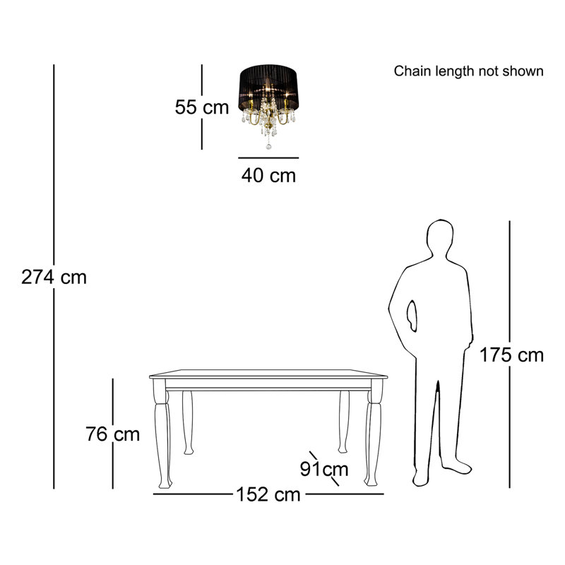 Warwick 4 - Light Drum Chandelier, Gold, Black