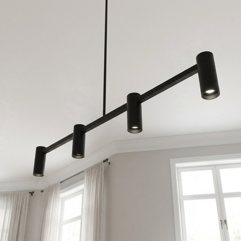 Lustre linéaire à quatre lumières Zentro, Nuit noire, Non
