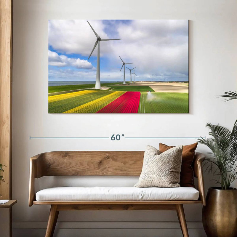 Lilie Wind Turbines And Tulip Fields, 32" H x 48" W
