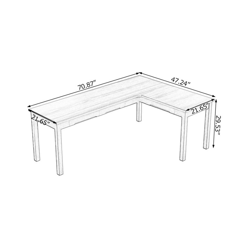 Bureau d'angle avec tiroirs, un bureau d'angle domestique en forme de L, Retour à droite