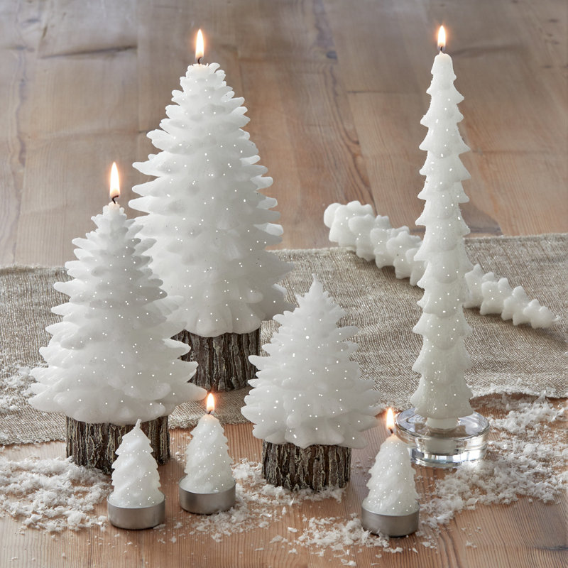 Spruce Tealight Candles Set/6, White, 2.25" H x 1" W x 1.78" D