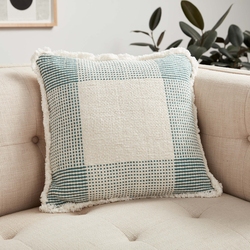  Decorative Square Pillow Cover, Natural/Green