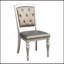 Glamour ensemble de 2 chaises d'appoint en bois à finition argentée avec boutons capitonnés en similicuir capitonnés