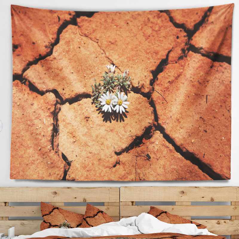 Paysage, survivant des fleurs sur la tapisserie de la sécheresse, H 50 po x l 60 po