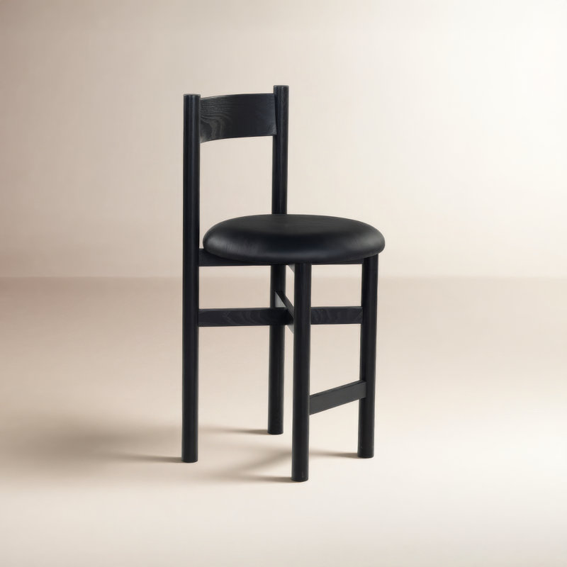 Zoyah Tayla Leather Counter Stool, Black