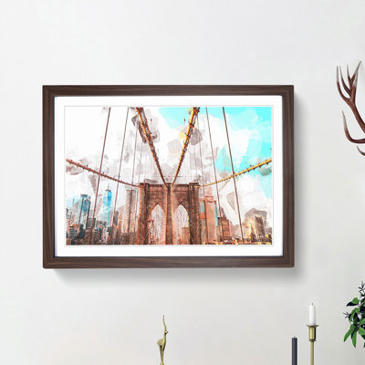Brooklyn Bridge New York City in Abstract - Picture Frame Graphic Art Print