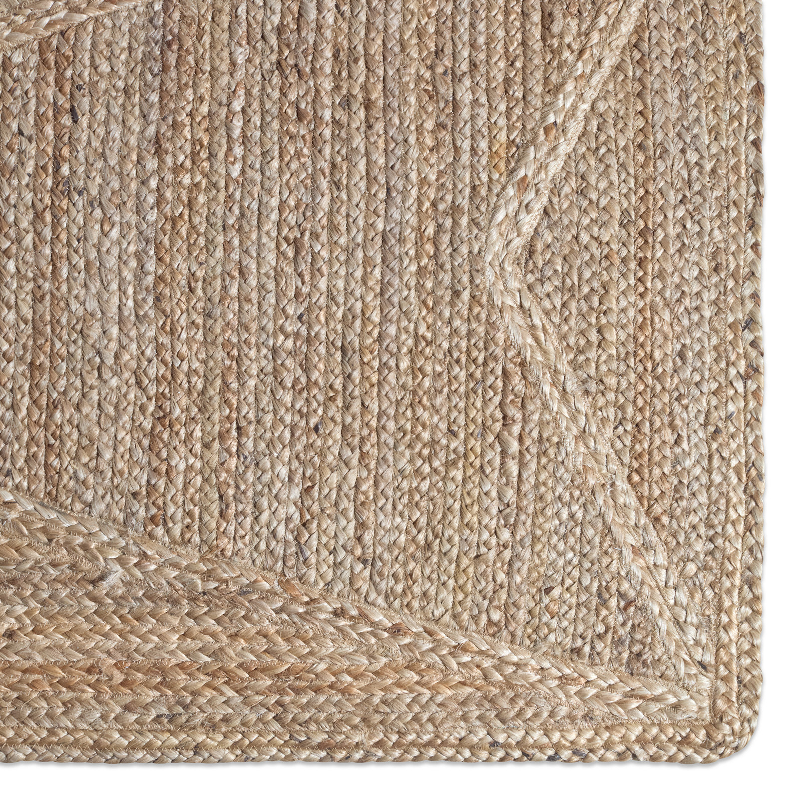 Knox Beige Hand-Woven Geometric Jute Rug, Rectangle 8' x 10'