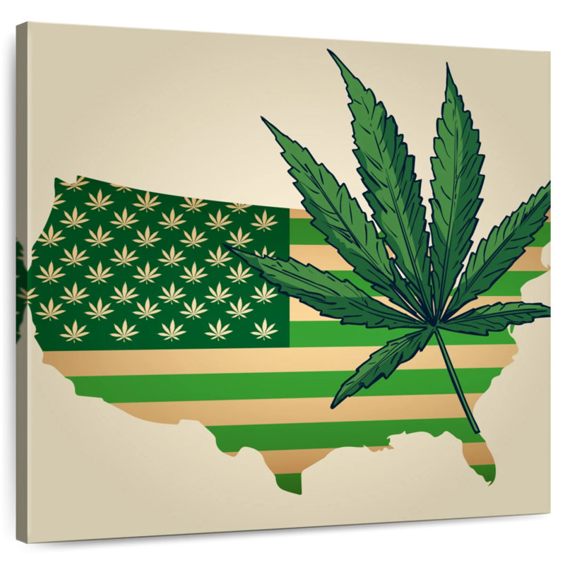 Marijuana Leaf USA Map, 16" H x 16" W