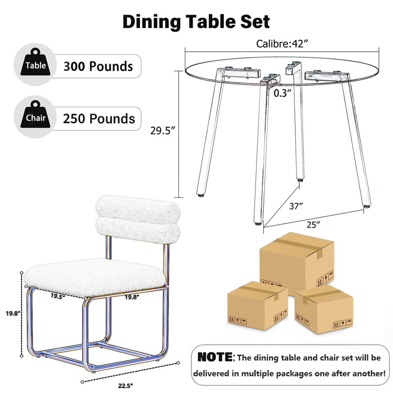 Ensemble de salle à manger 5 pièces, H 29,5 po x L 42 po x l 42 po