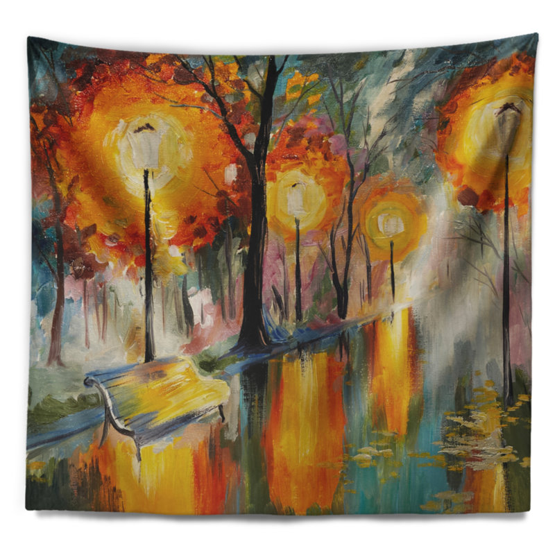 Rue du paysage en tapisserie d'automne, H 32 po x l 39 po