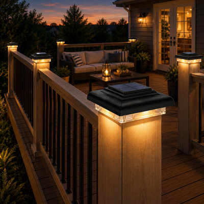 6-Pack 4x4 Solar Post Caps with Dual Mode Warm/Cool White, Weatherproof Fence Lights for Wood and Vinyl Posts