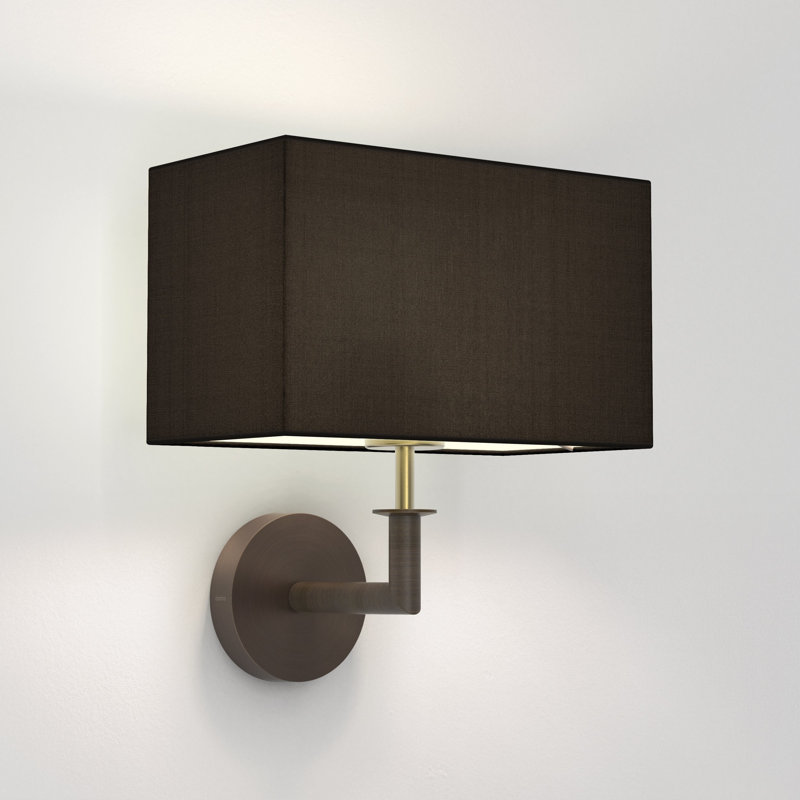 Club Wall, Bronze / Natural Brass with Rectangle 285, Oyster Fabric, Black, Polycotton