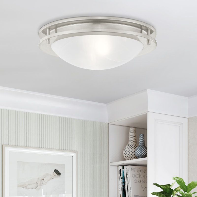 Plafonnier encastré 2 lumières Adrielle, Nickel brossé, H 4 po x l 13 po x P 13 po