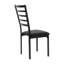 Chaise d'appoint métallique avec siège rembourré en similicuir, noir, ensemble de 4