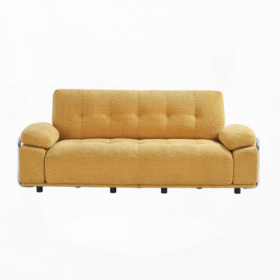 Canapé moderne de 226,5 cm de large avec coussins d'assise et de dossier à compression, structure d'accoudoirs en acier