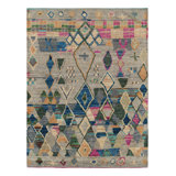 Moroccan Hand Knotted Silk Geometric Area Rug