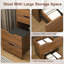 Bureau de coiffeuse 3 en 1 avec miroir lumineux, rangement et tabouret (petit noyer)-2139972299