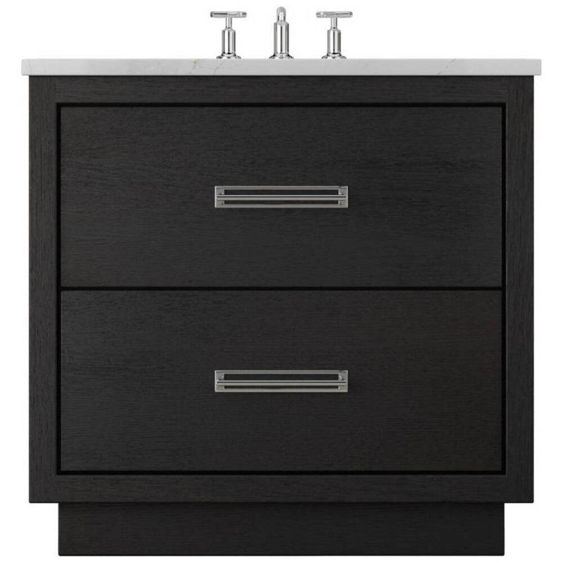 Avalon Two-Drawer Single Bath Vanity, 30", Classic Black, Polished Chrome