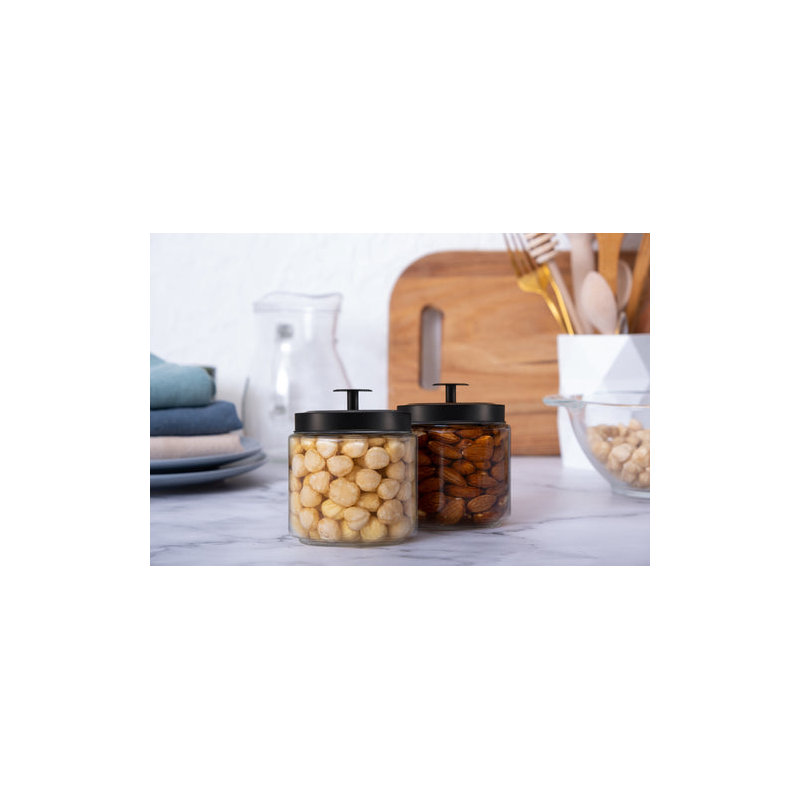 Boîtes de rangement en verre kook, 50 oz, ensemble de 2, couvercle noir