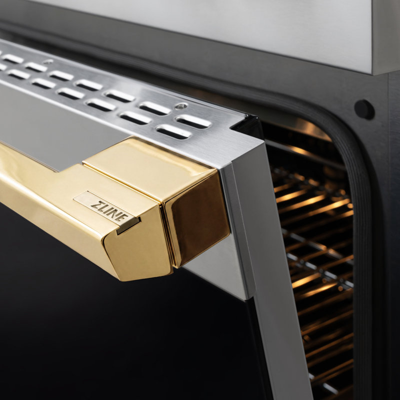 Zline Autograph 48 in. Marino Gas Range with 8 Burner DuoPro Cooktop w/ Accents, Stainless Steel, Polished Gold