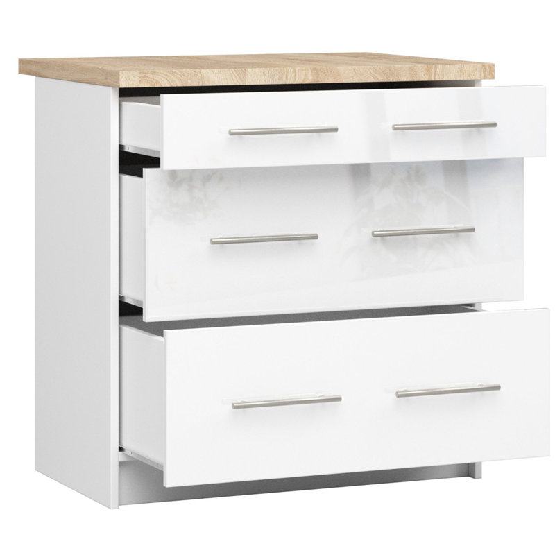 OLIWIA kitchen base cabinet in white, glossy white Base Unit