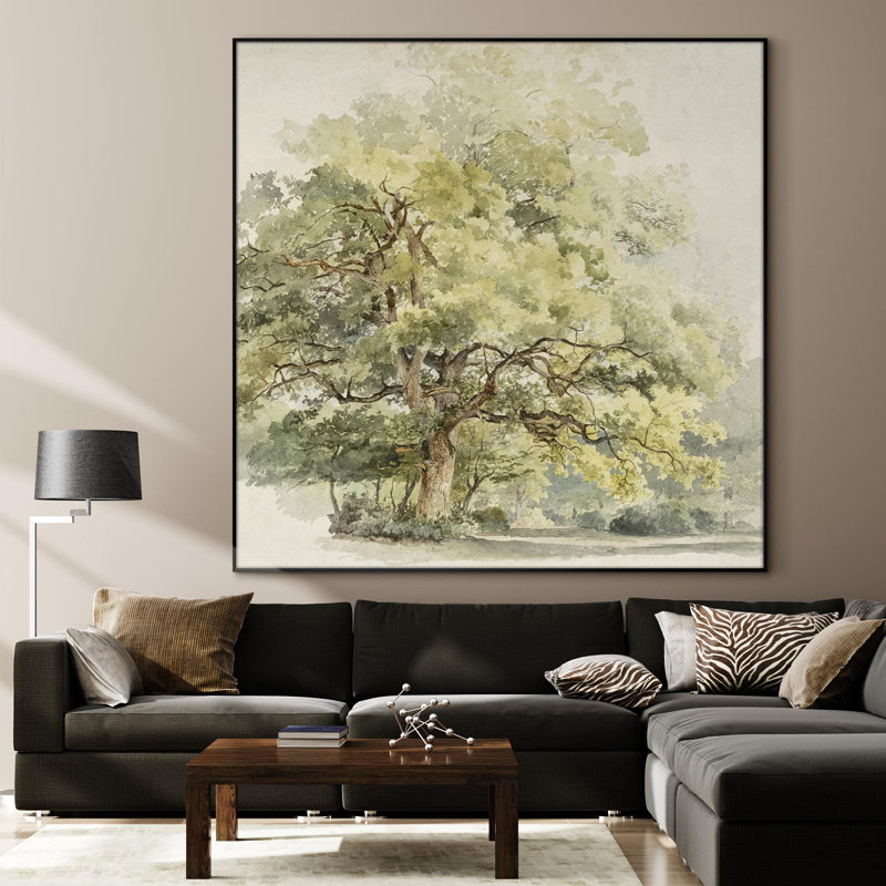 Arbre botanique rétro, aquarelle douce, nature, illustrations, très grand, impression murale encadrée (assemblage requis)