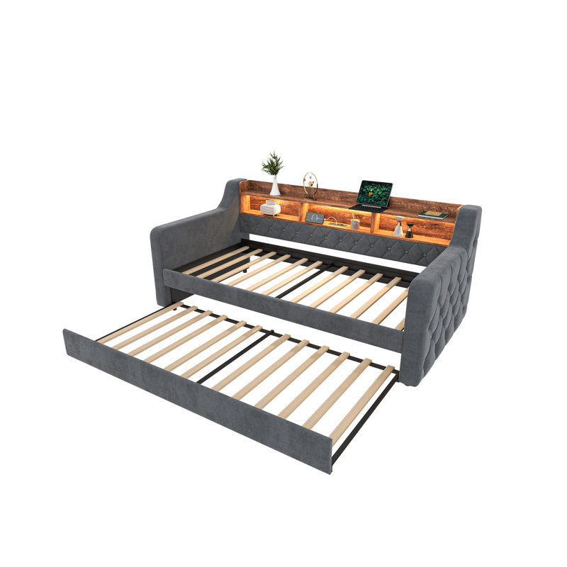 Daybed with Trundle, Grey
