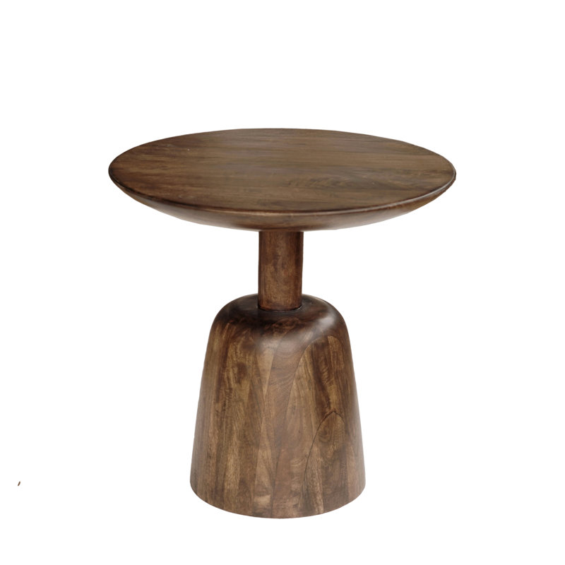 Table d'appoint ronde transitionnelle en bois de manguier massif