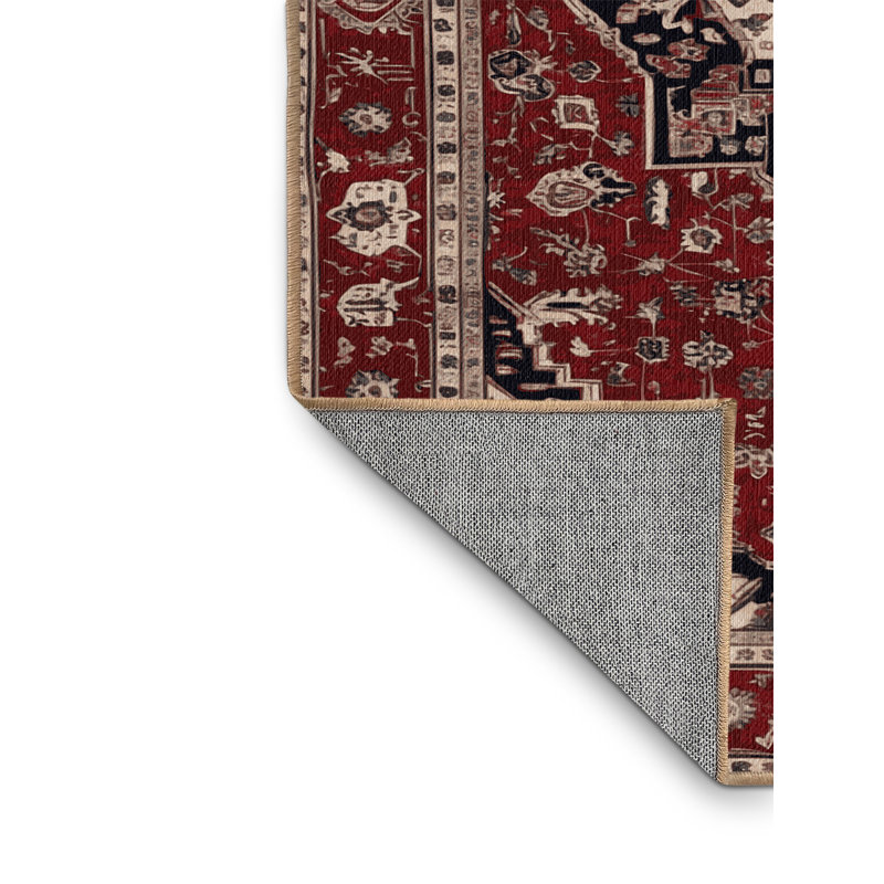 Machine Washable Persian Brown Area Rug, Round 4'