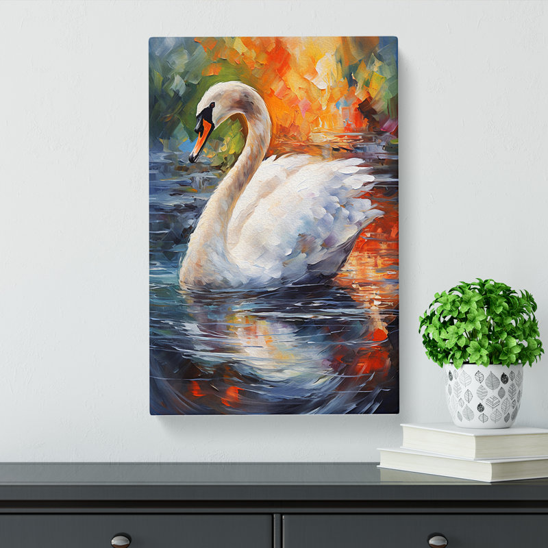 Swan Impressionism - Wrapped Canvas, 60cm H x 40cm W x 3cm D