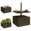 Base de parasol de patio en PEHD Rich Brown avec table intégrée, capacité de 176 lb, sur roulettes