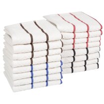 SIMPLE FUNCTION BARMOPS DISH CLOTHS (6) RED WHITE 12 X 12 COTTON NWT