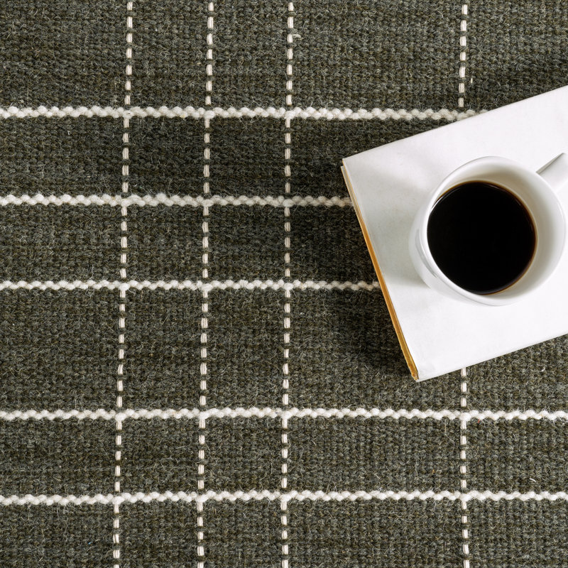 Charlie Green Plaid Wool and Cotton 10' x 14' Area Rug