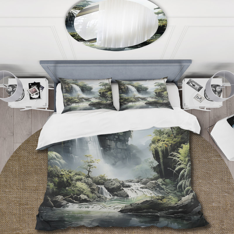 Ensemble de housse de couette en microfibre / polyester Dominicain Whispering Waterfalls II