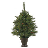 Cashmere 3.5' Pine Artificial Christmas Tree with 50 LED Multi-Colored Lights