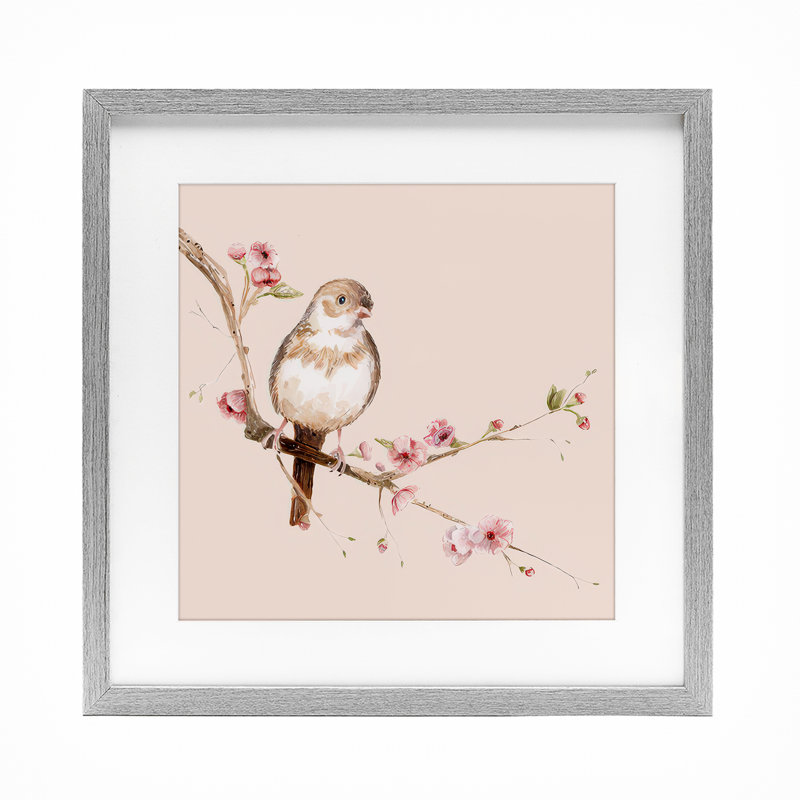«Sweetest Brown Bird», reproduction sous verre encadrée, design par Lisa Wehmeyer, H 16 po x l 16 po, Cadre de ferme gris