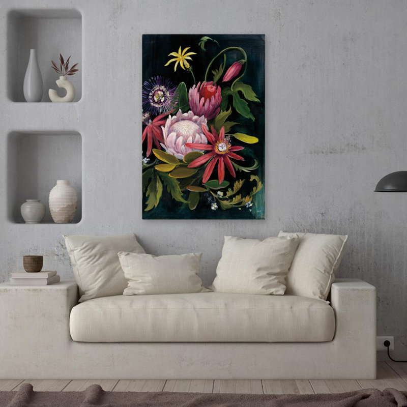 Black And Bromeliad Flower Show II Art, 36" H x 24" W