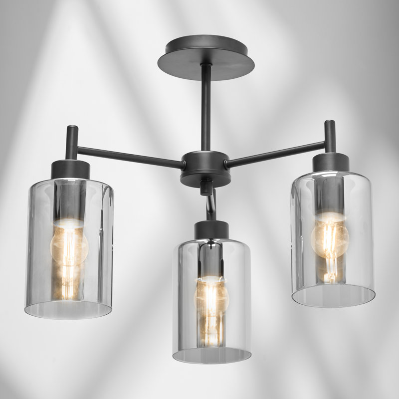 CORSICA MATT BLACK 3-LIGHT WITH GLASS