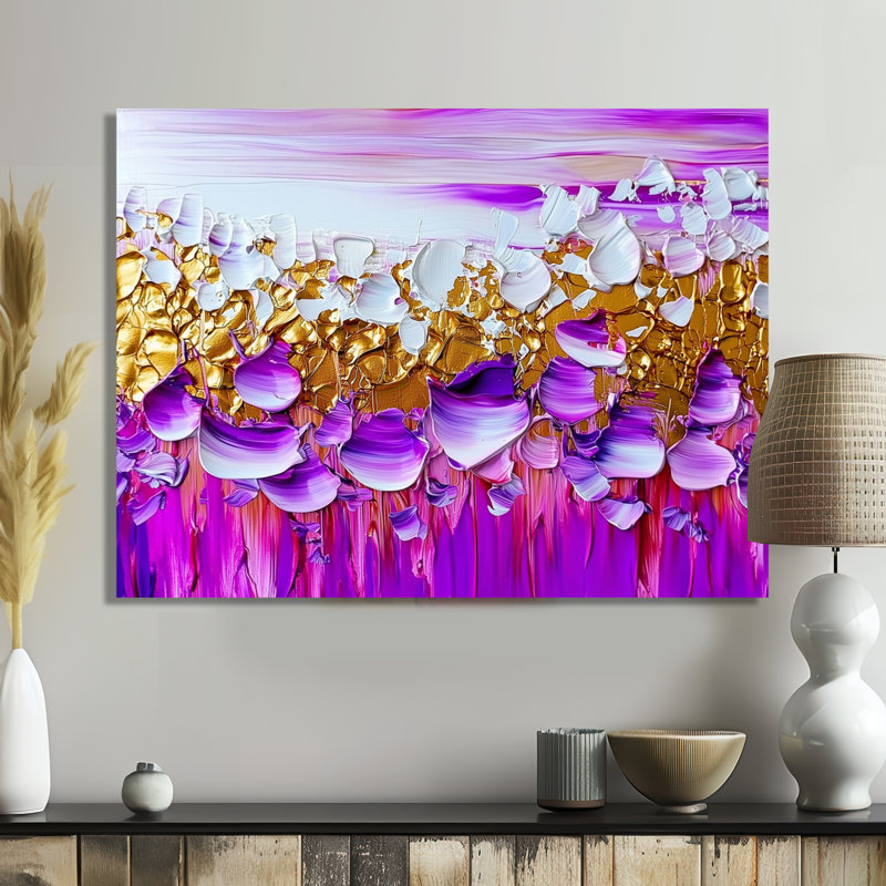 Voyage transitionnel vert et mauve transitionnel V - Décoration murale moderne transitionnelle abstraite, H 30 po x l 40 po